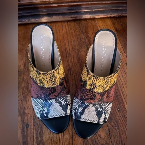 & Latimer Boho Snake Print Tri-Color Leather Mule - Size 9.5 - Picture 2 of 6